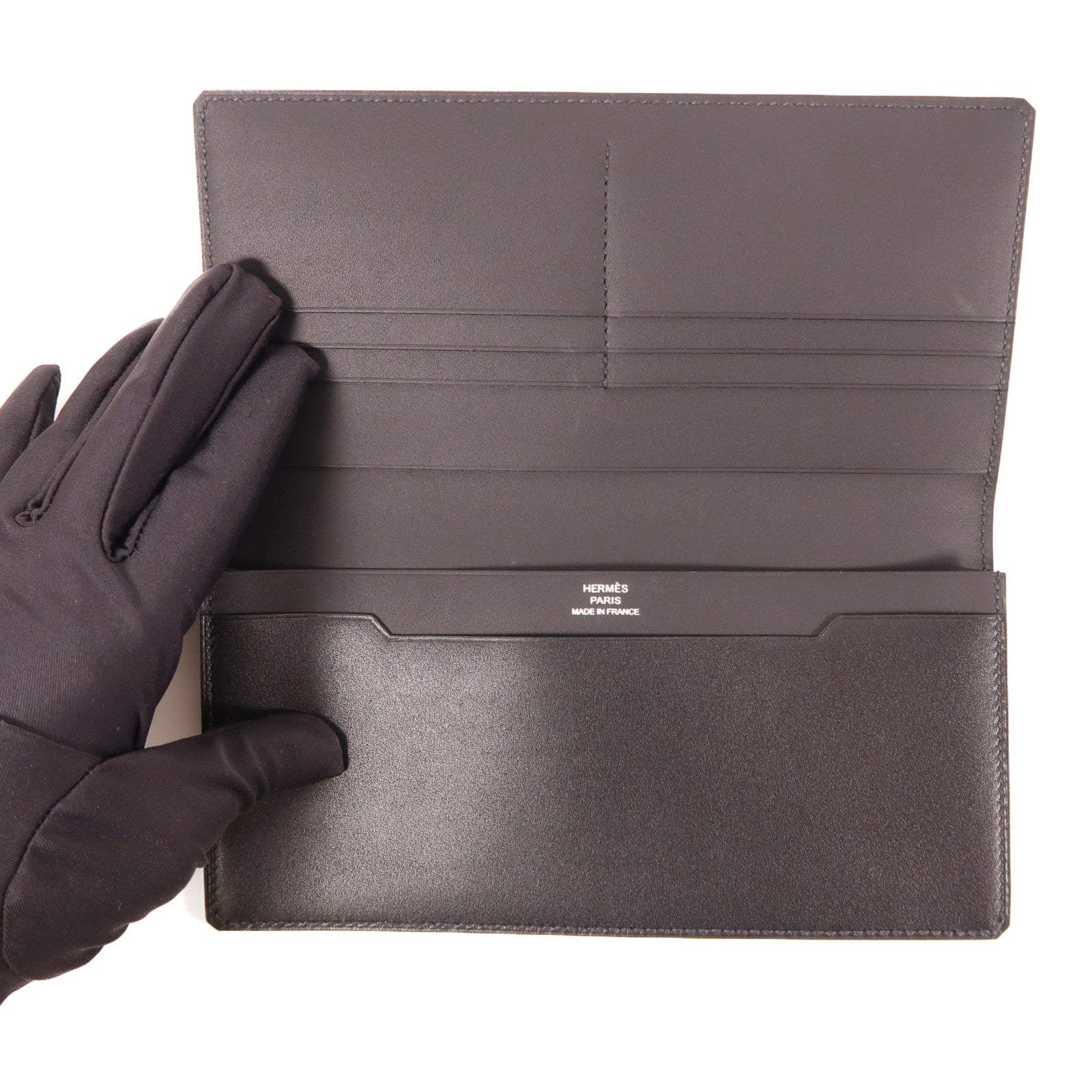 HERMES 【激減優惠】Sombrero/Tadelakt皮革Manhattan Long Wallet長錢包Noir