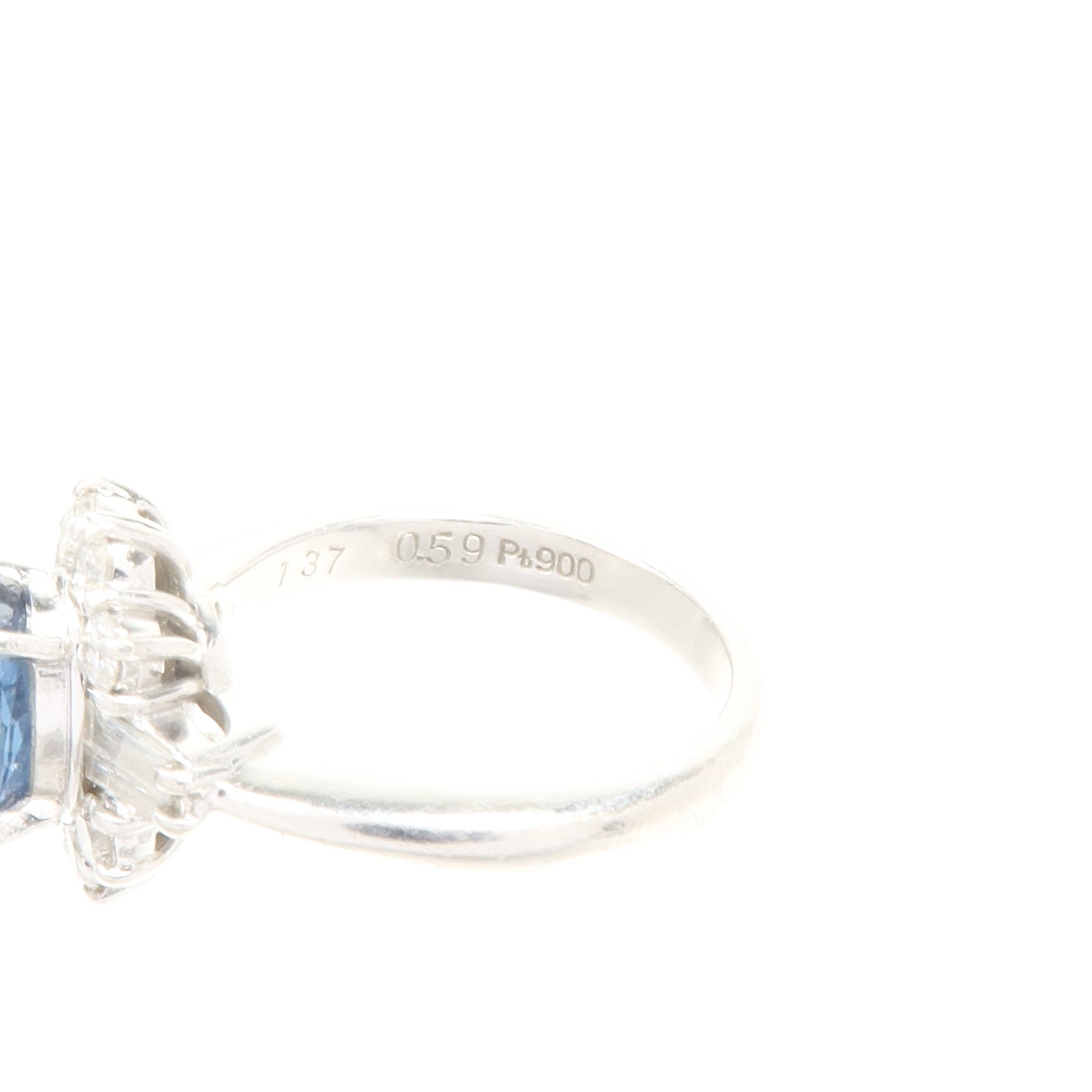 JEWELRY PT900鉑金Sapphire Diamond Ring藍寶石/鑽石戒指US#5.5