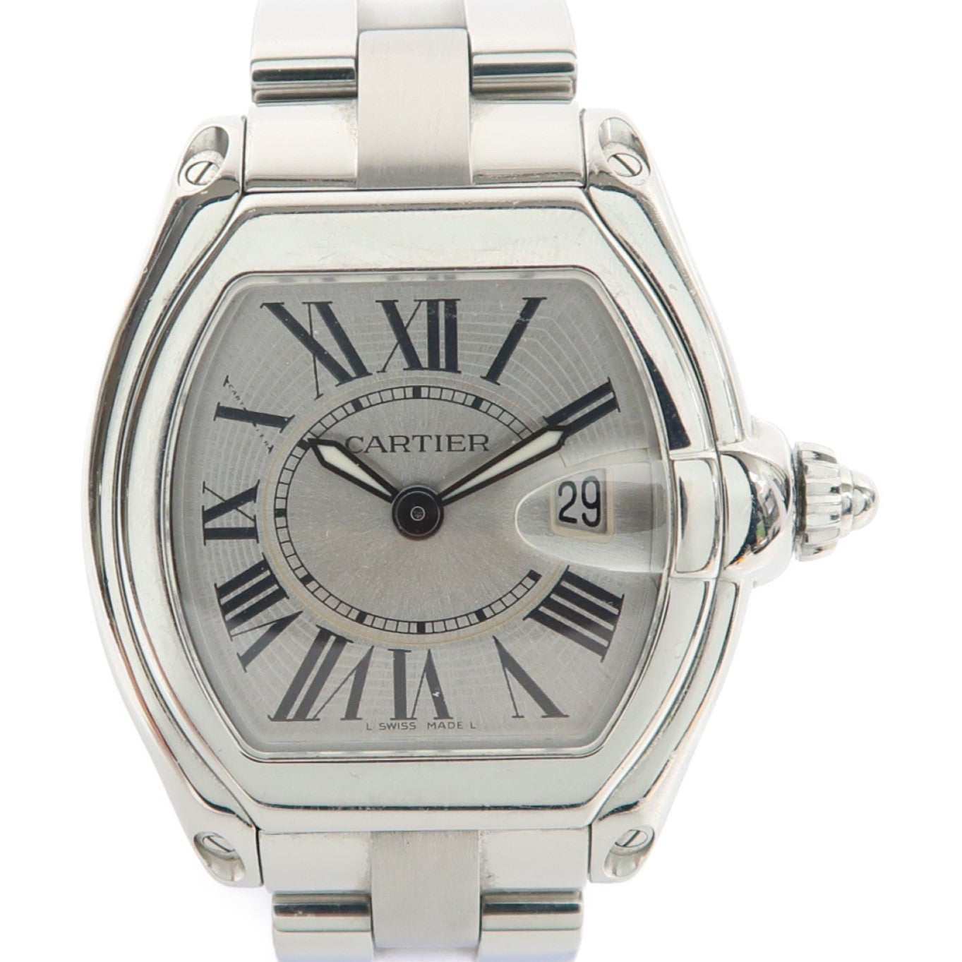 CARTIER Roadster不鏽鋼手錶石英機芯銀色