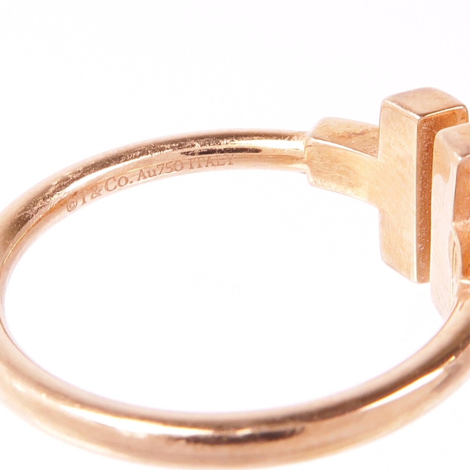 TIFFANY＆CO 18K玫瑰金Black Onyx Wire Ring縞瑪瑙戒指US#7.5