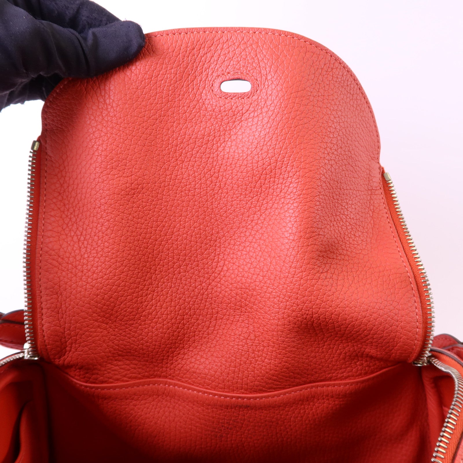 HERMES Clemence皮革Lindy 30銀扣手挽肩背兩用袋Rose Jaipur