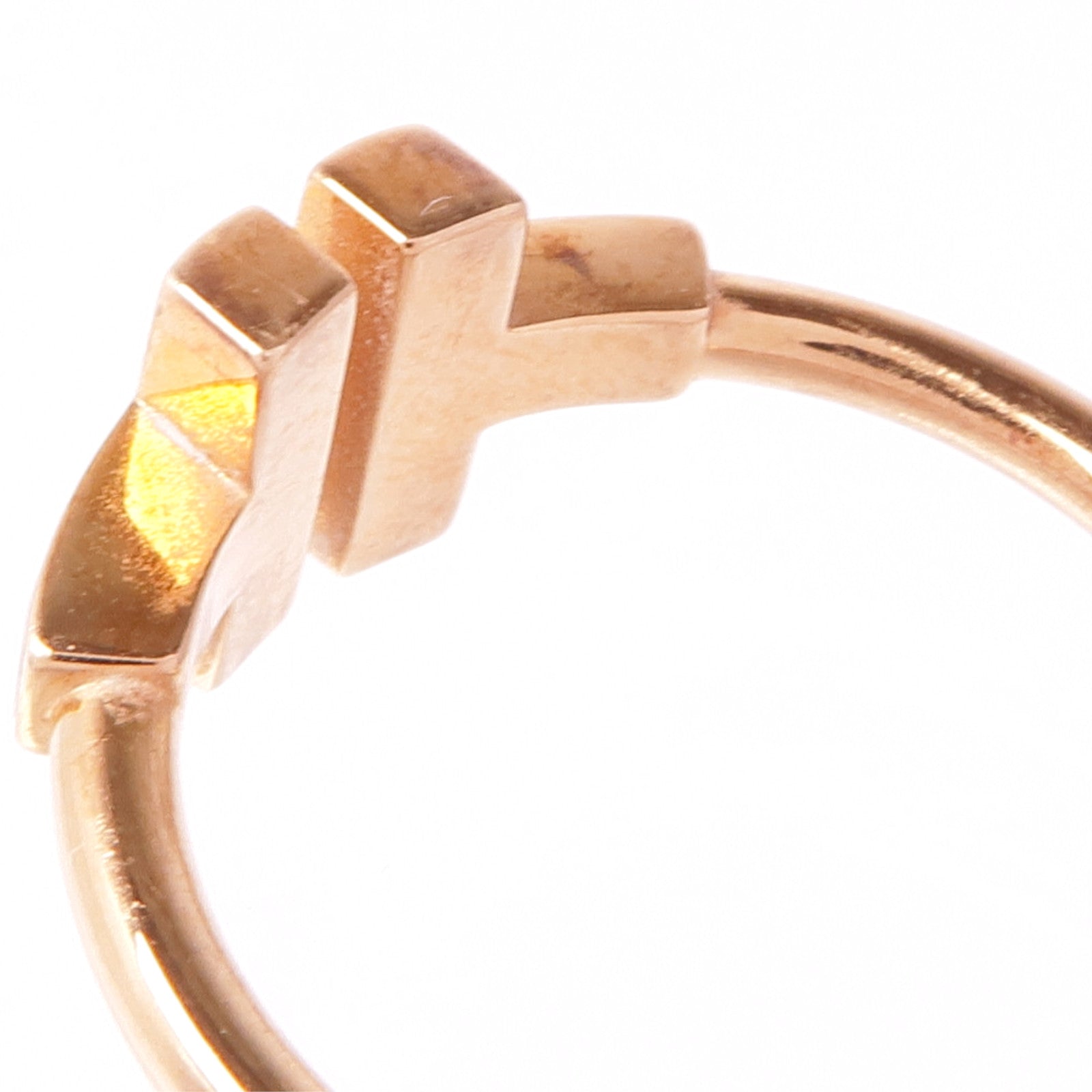 TIFFANY＆CO 18K玫瑰金Black Onyx Wire Ring縞瑪瑙戒指US#7.5