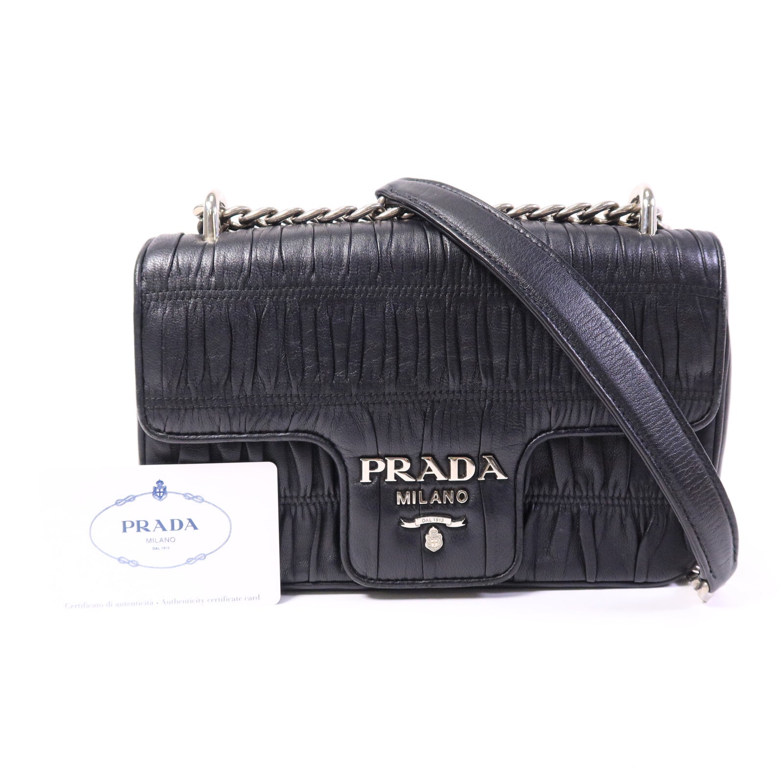 PRADA 羊皮皮革Shoulder Bag鏈帶肩背袋