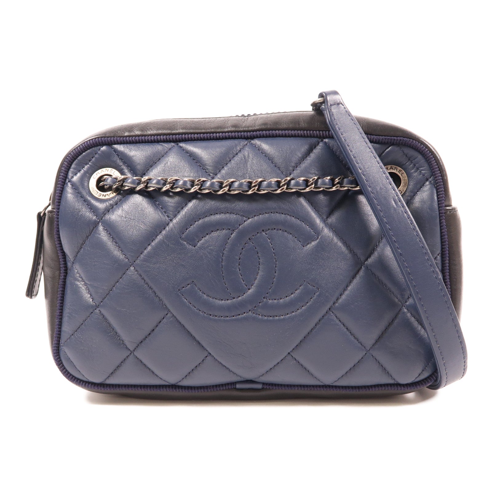 CHANEL 【激減優惠】牛皮皮革Chain Shoulder銀扣鏈帶肩背袋