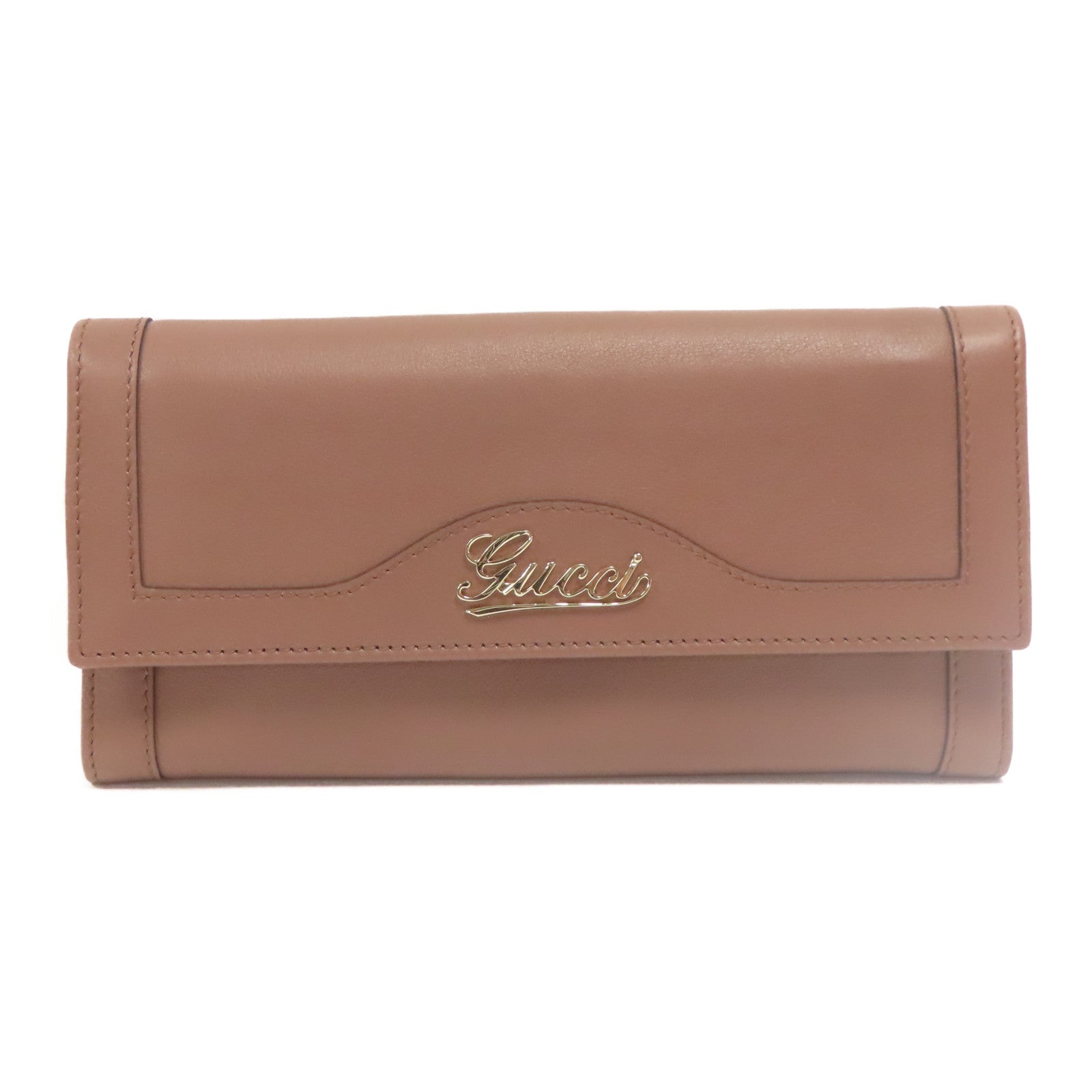 GUCCI 【激減優惠】牛皮皮革Long Wallet金扣長錢包啡色