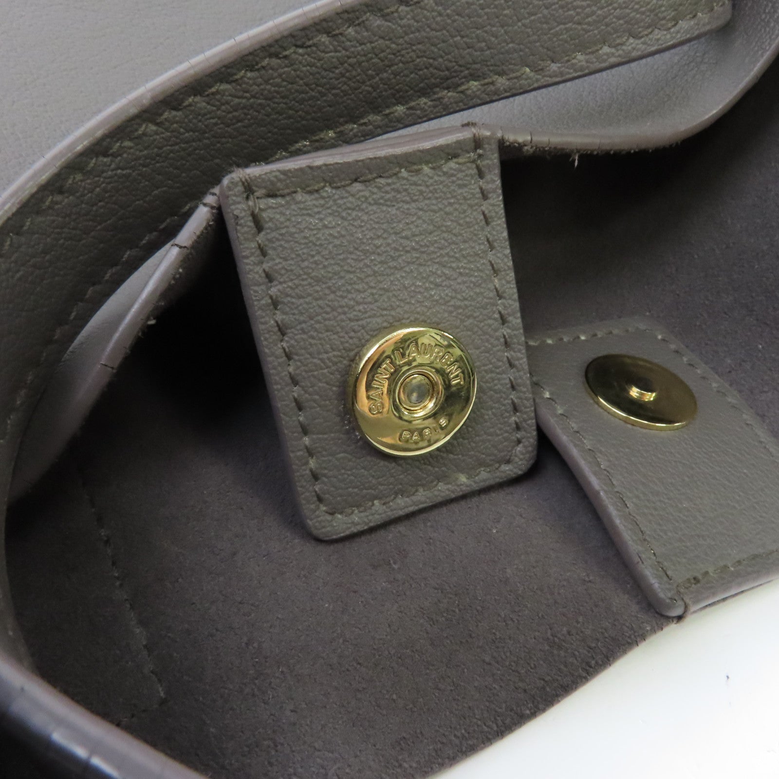 SAINT LAURENT 牛皮皮革Tote Bag金扣手挽袋灰色