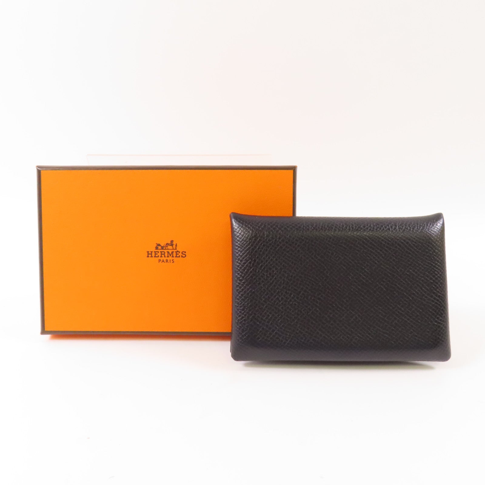 HERMES Epsom皮革Calvi Verso Card Holder卡片套Noir