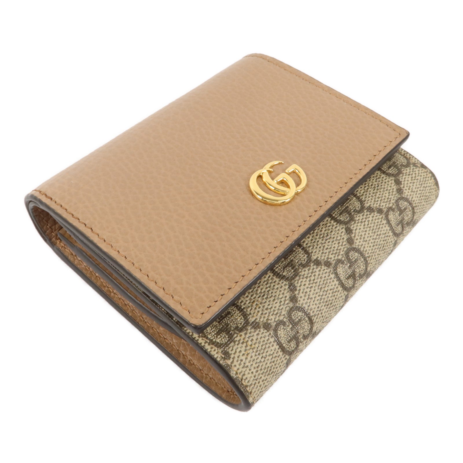 GUCCI 塗層帆布/牛皮皮革GG Marmont Medium Wallet錢包