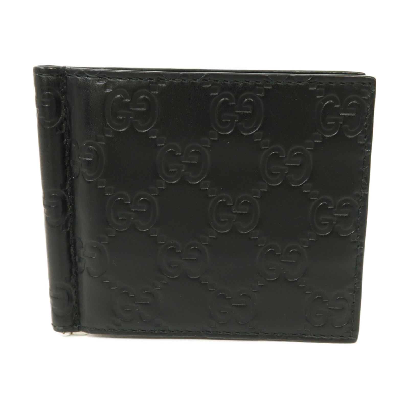 GUCCI 牛皮皮革Guccissima Money Clip Wallet銀扣錢包黑色