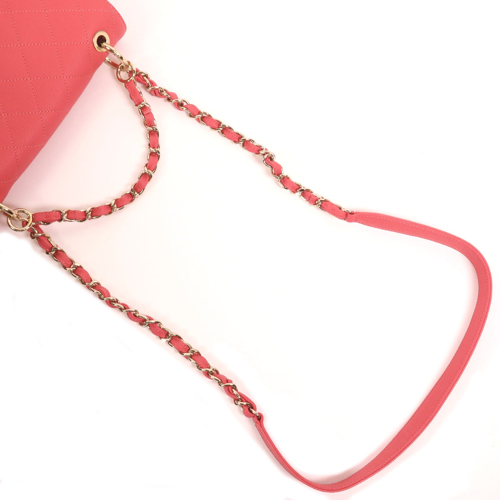 CHANEL 牛皮皮革Chain Shoulder金扣手挽肩背兩用袋