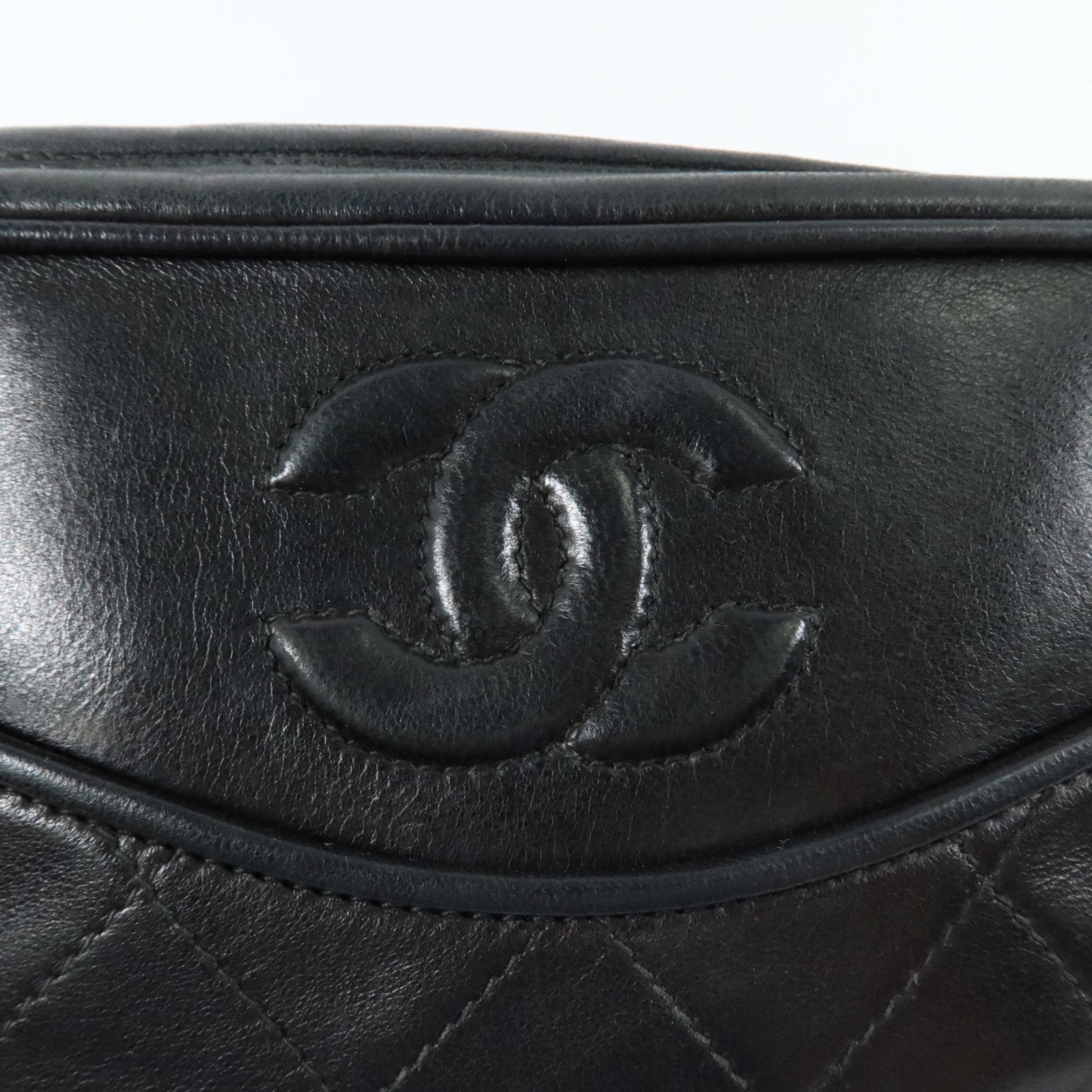 CHANEL 羊皮皮革Vintage金扣鏈帶肩背袋