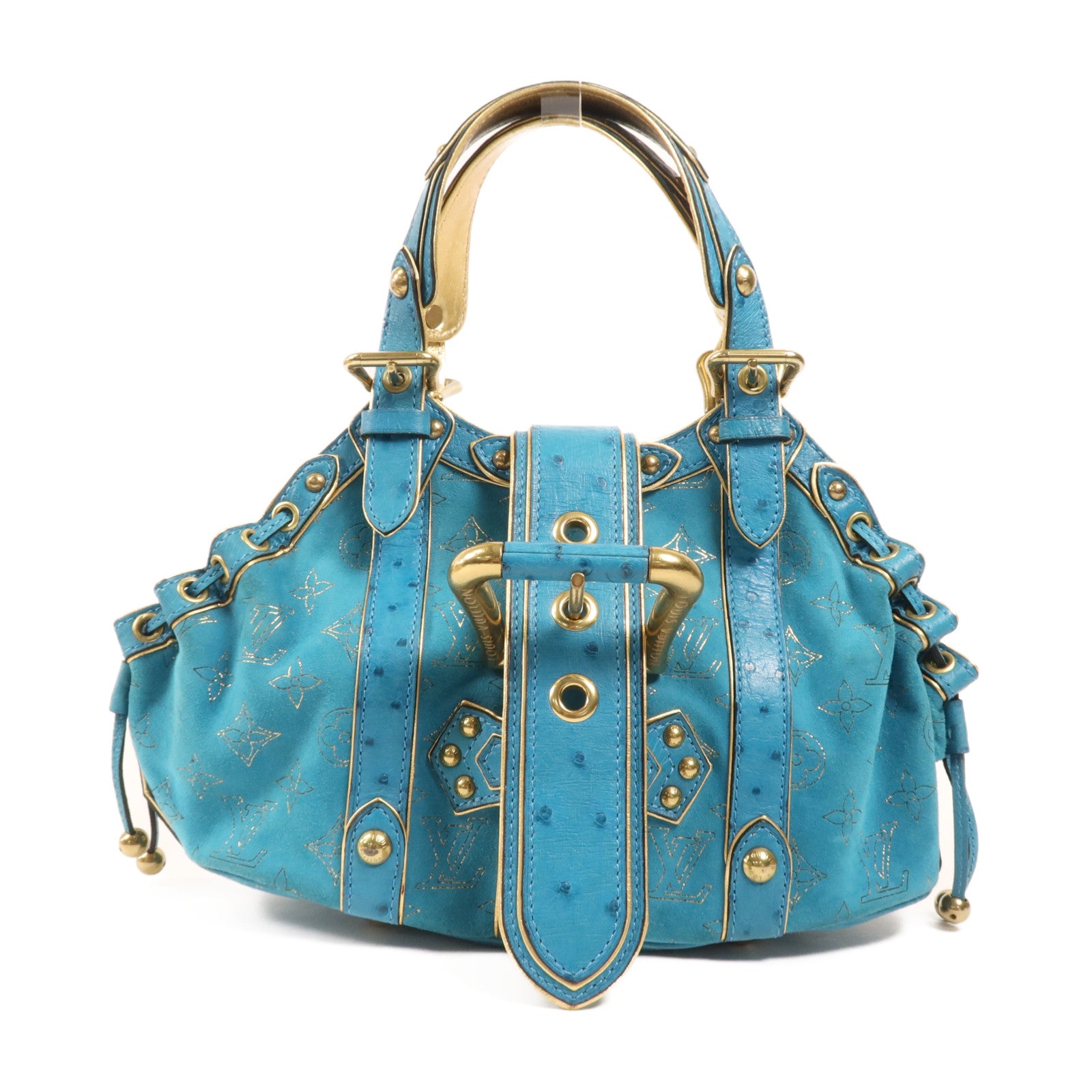 LOUIS VUITTON 鴕鳥皮革Theda GM金扣肩背袋
