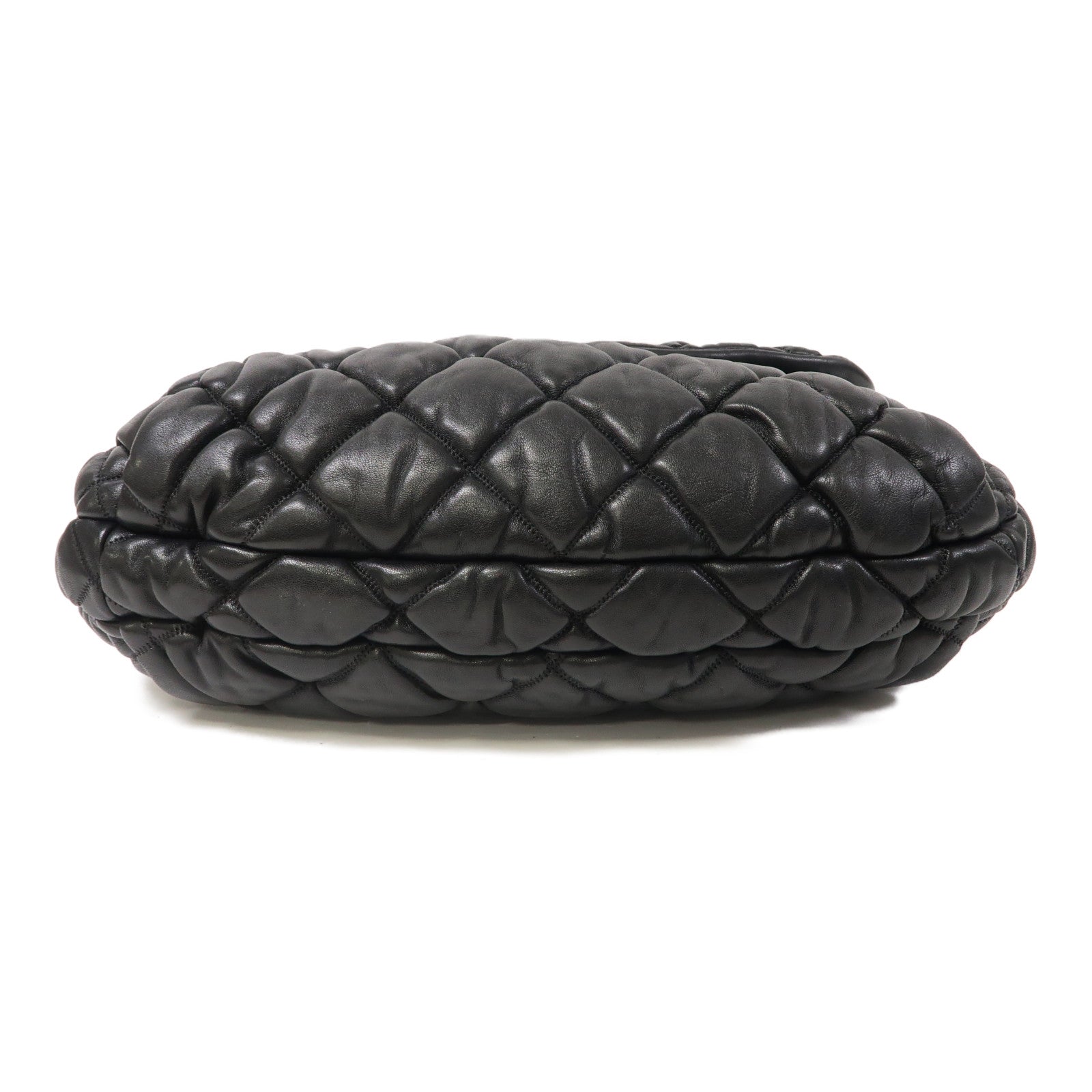 CHANEL 菱格牛皮皮革Chain Shoulder金扣鏈帶肩背袋黑色
