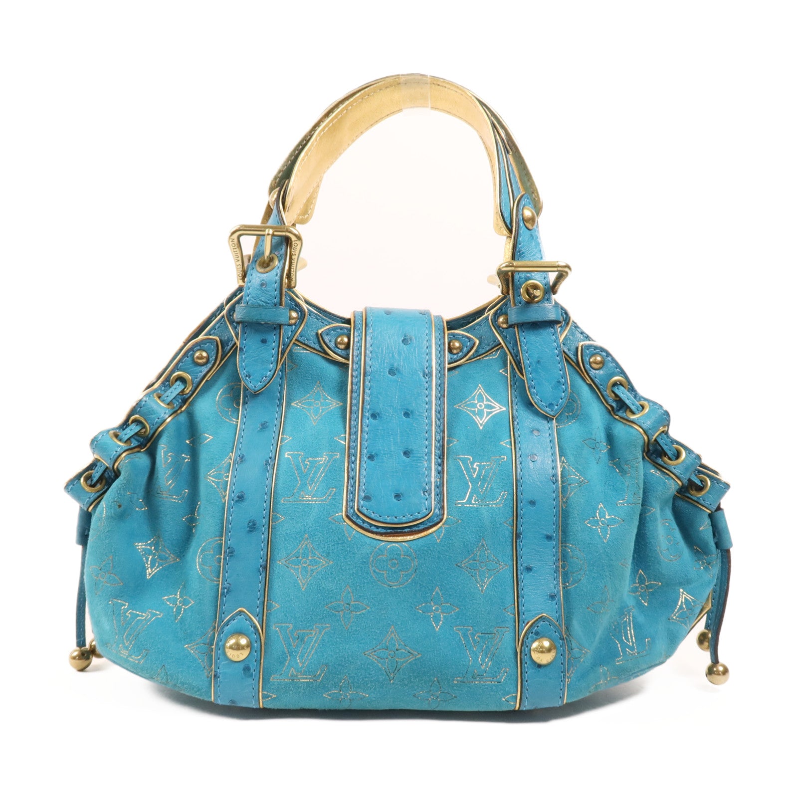 LOUIS VUITTON 鴕鳥皮革Theda GM金扣肩背袋
