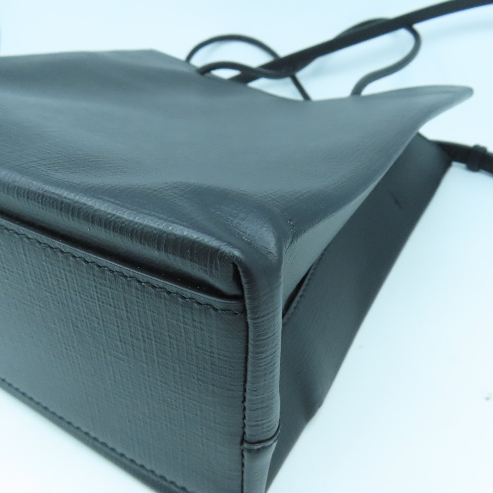 BALENCIAGA 牛皮皮革Shopping Bag銀扣手挽肩背兩用袋黑色