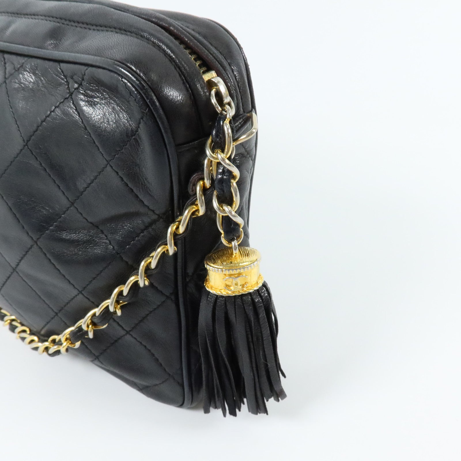 CHANEL 羊皮皮革Vintage金扣鏈帶肩背袋