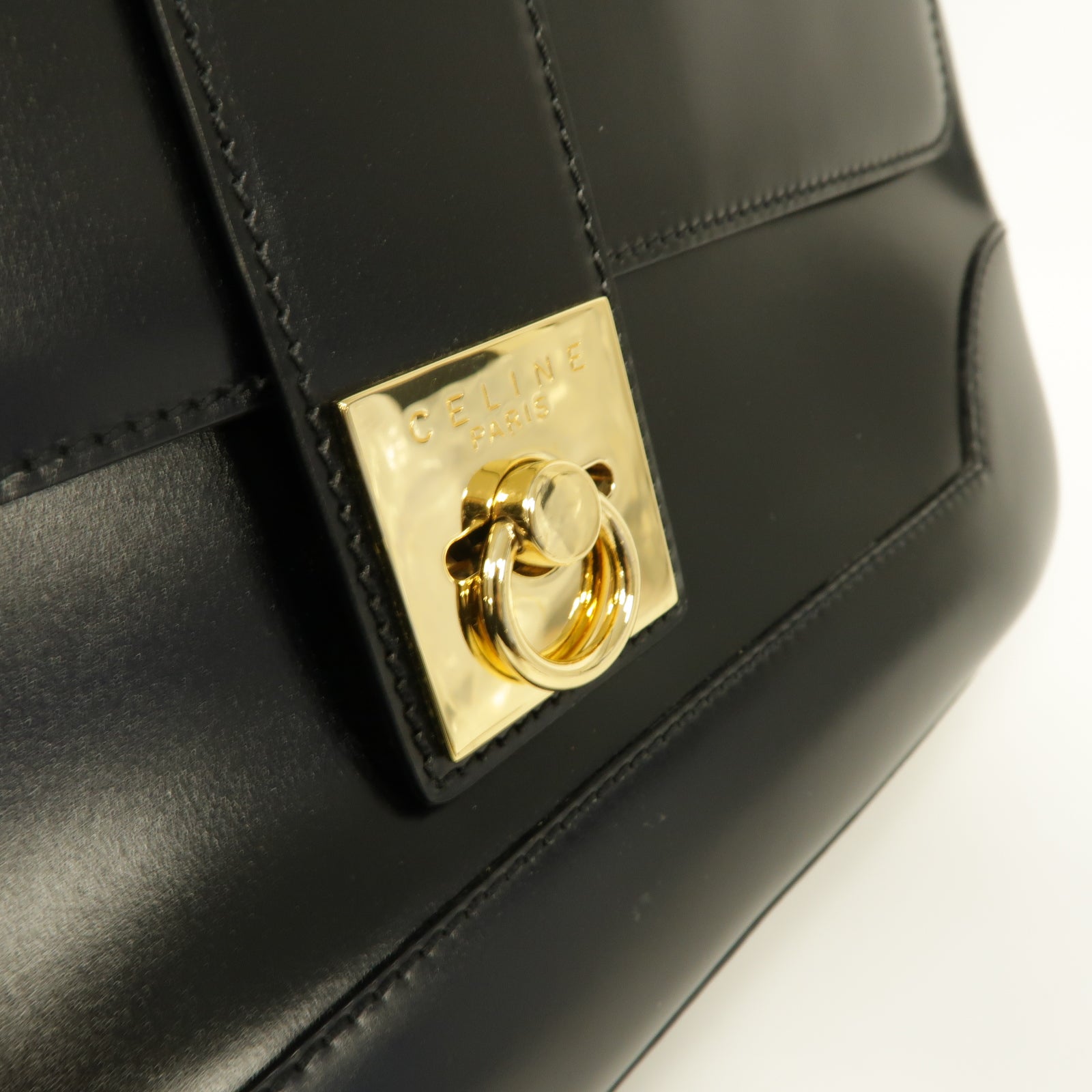 CELINE 【激減優惠】牛皮皮革Shoulder Bag金扣肩背袋黑色