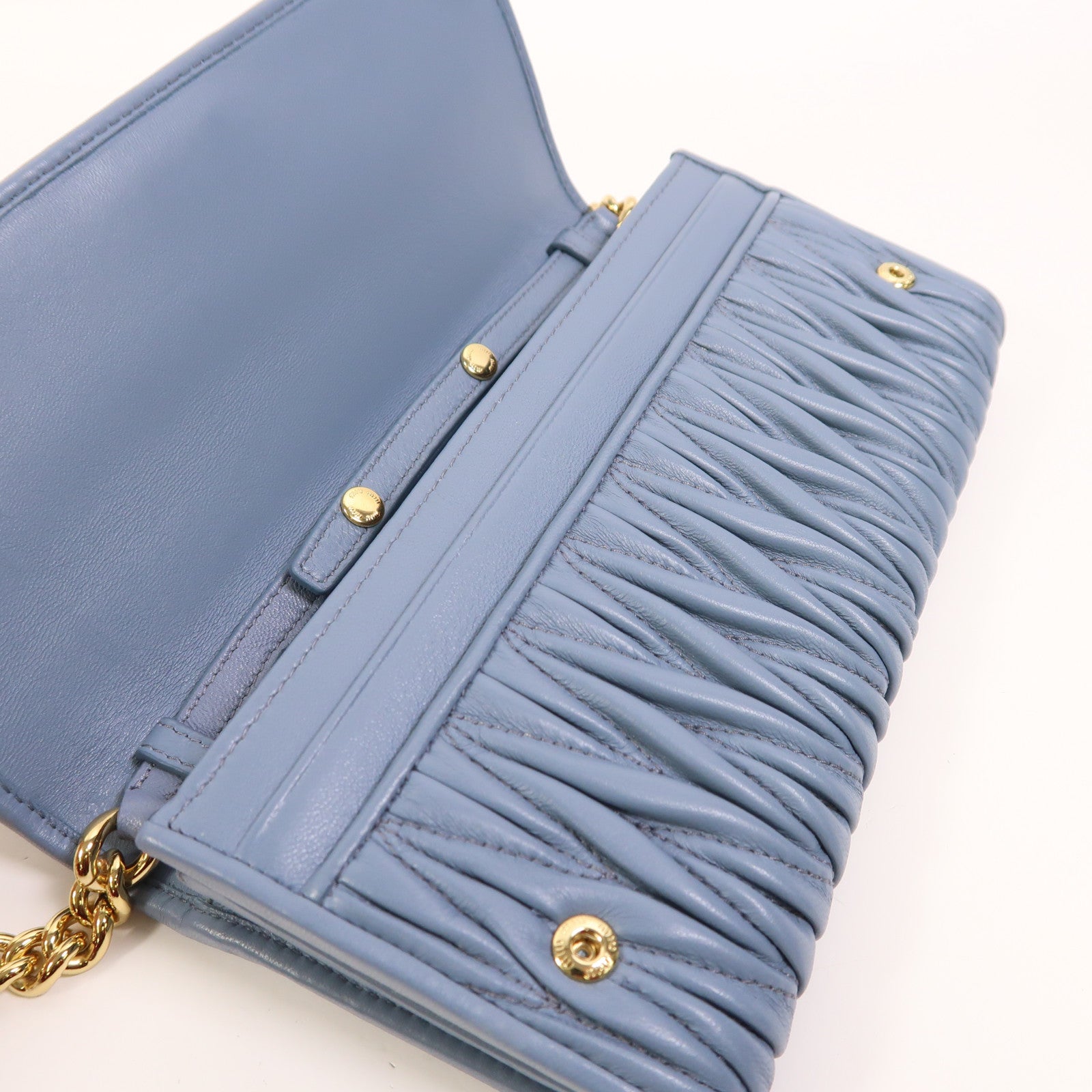 Miu Miu 羊皮皮革Chain Shoulder金扣鏈帶肩背袋