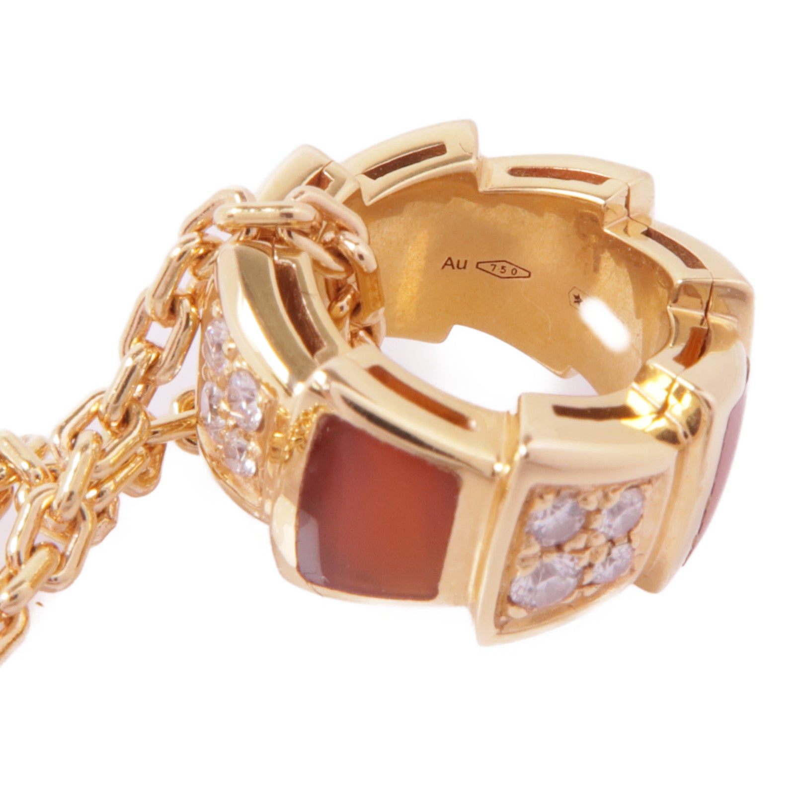 BVLGARI Serpenti Viper Necklace 355088 CL858380 Diamond Carnelian 18K Pink Gold