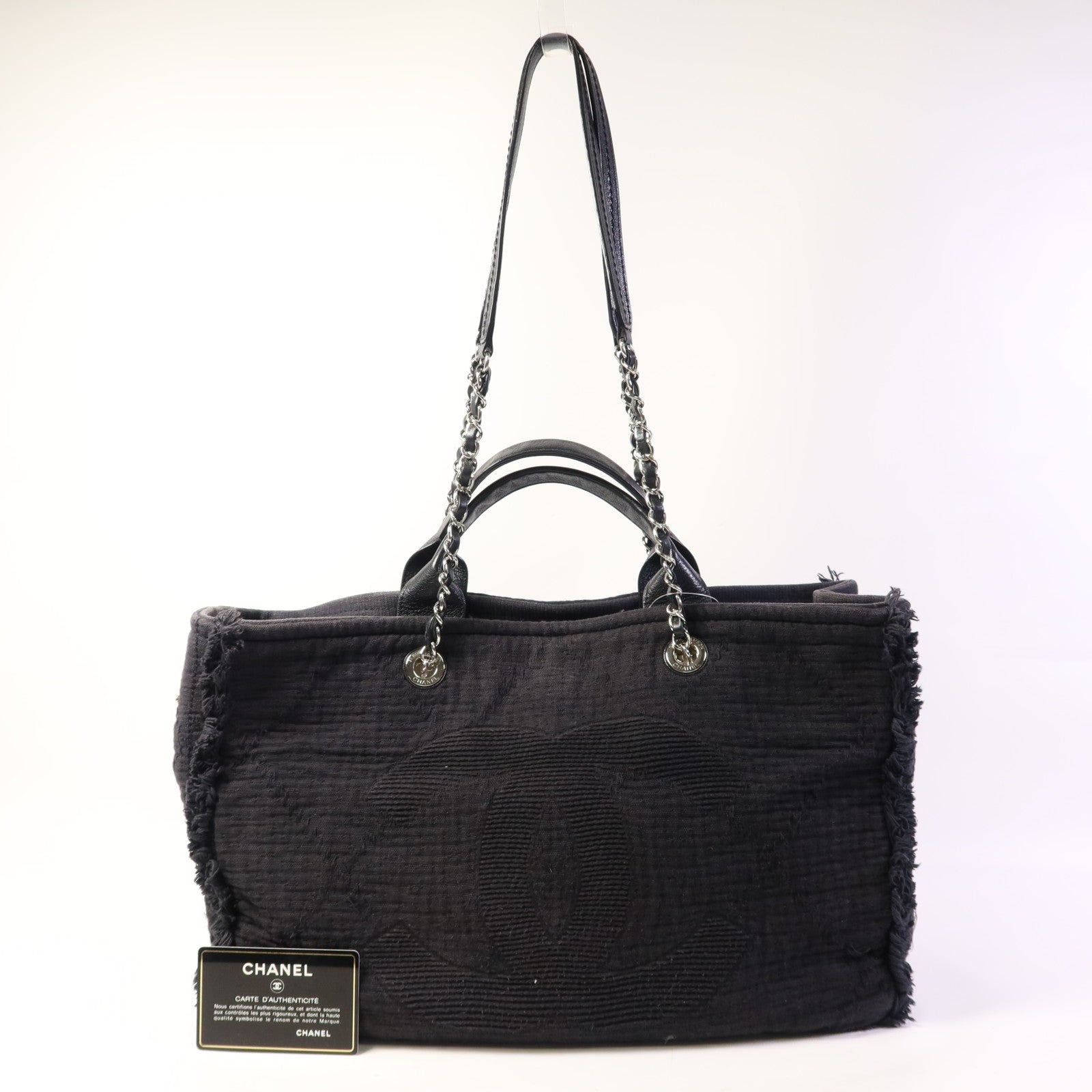 CHANEL 布料2 Way Shoulder Bag銀扣手挽肩背兩用袋