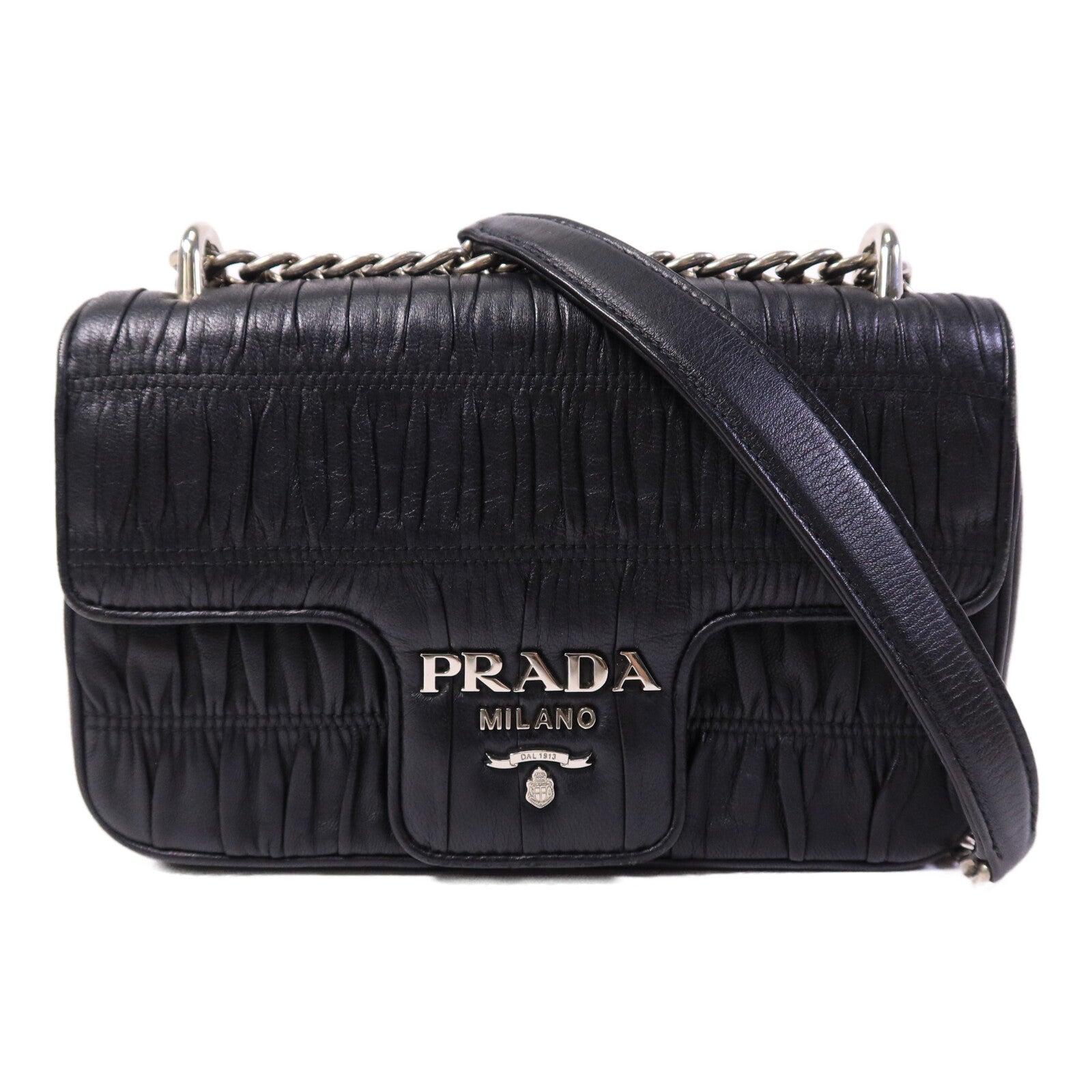 PRADA 羊皮皮革Shoulder Bag鏈帶肩背袋
