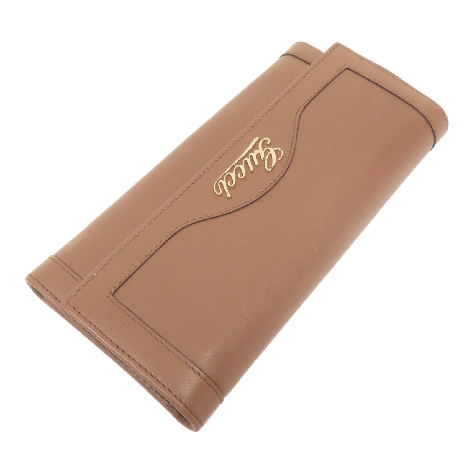 GUCCI 【激減優惠】牛皮皮革Long Wallet金扣長錢包啡色