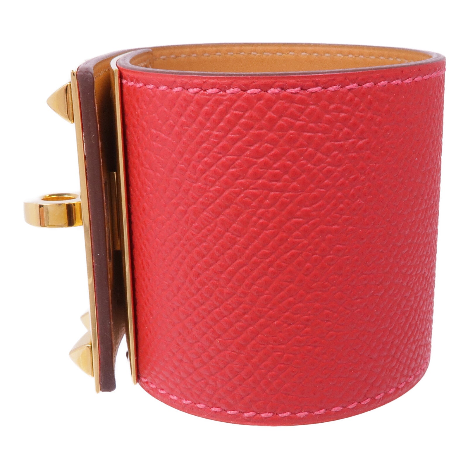 HERMES Epsom皮革Kelly Dog Extreme金扣手帶Rouge Casaque