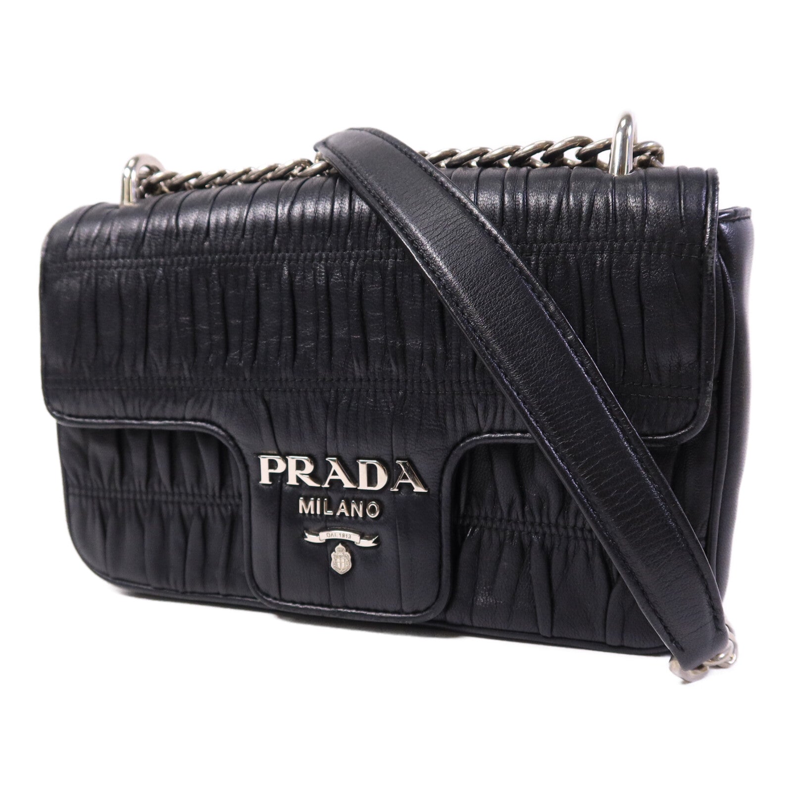 PRADA 羊皮皮革Shoulder Bag鏈帶肩背袋
