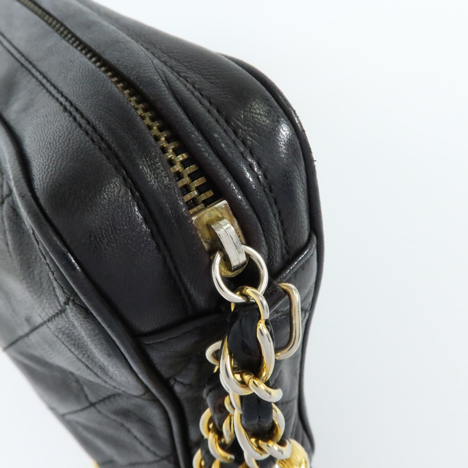 CHANEL 羊皮皮革Vintage金扣鏈帶肩背袋