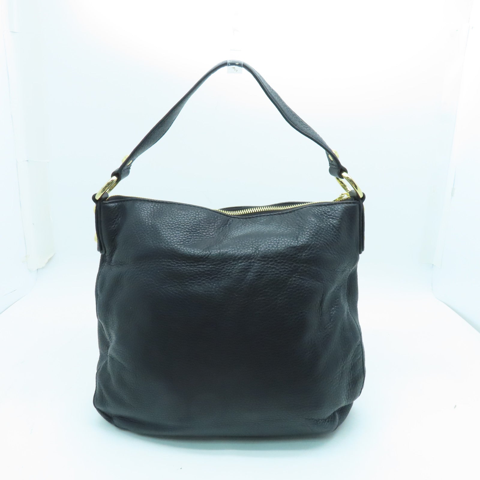 Michael Kors Leather Shoulder Bag Gold Buckle Black