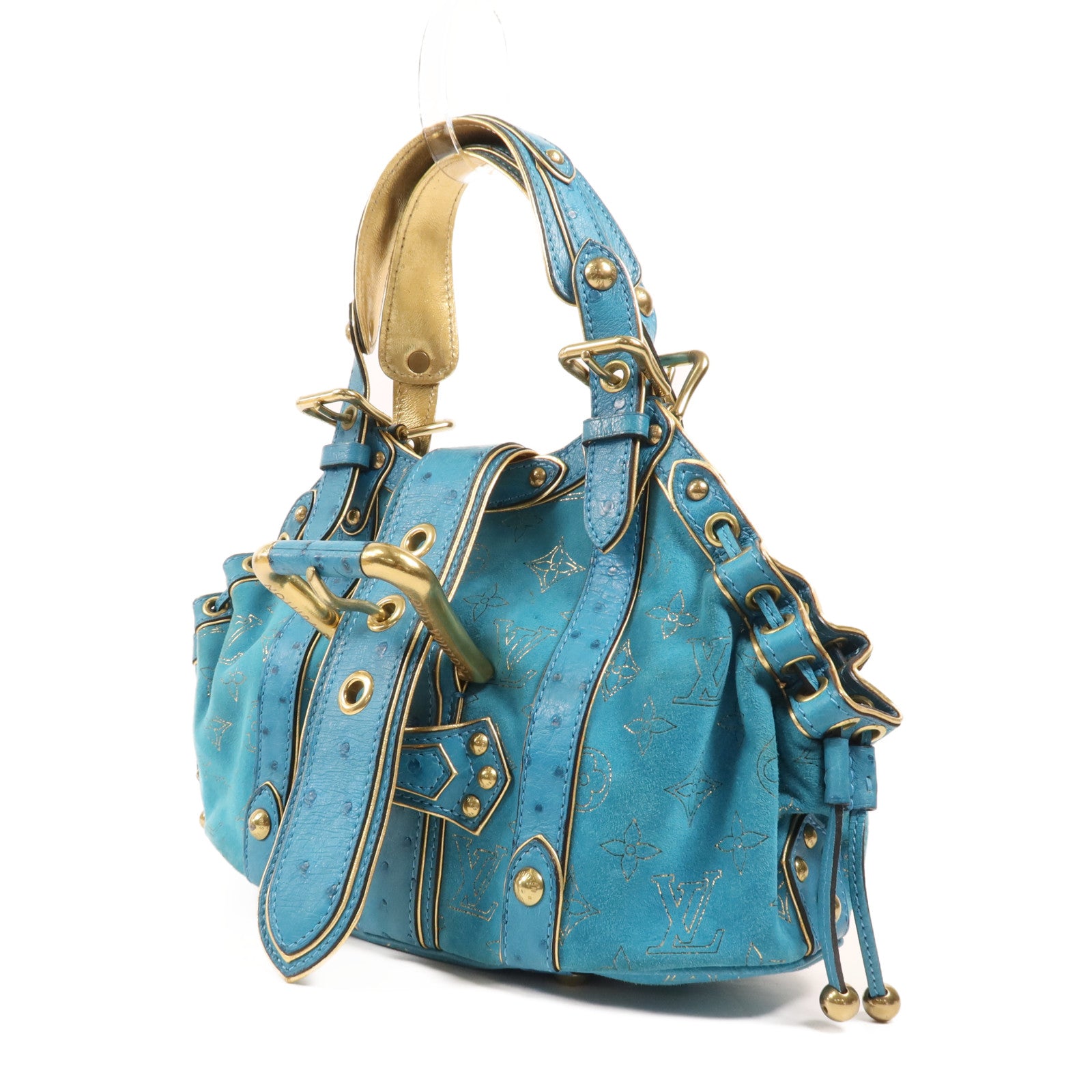 LOUIS VUITTON 鴕鳥皮革Theda GM金扣肩背袋