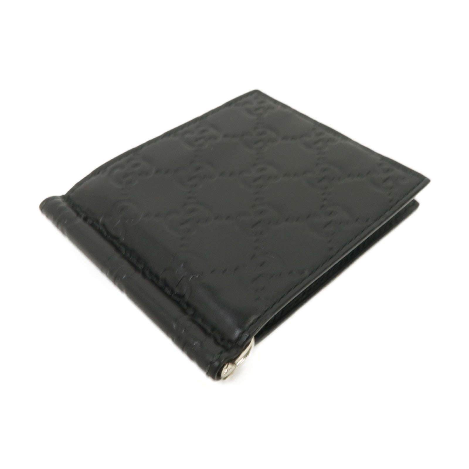 GUCCI 牛皮皮革Guccissima Money Clip Wallet銀扣錢包黑色