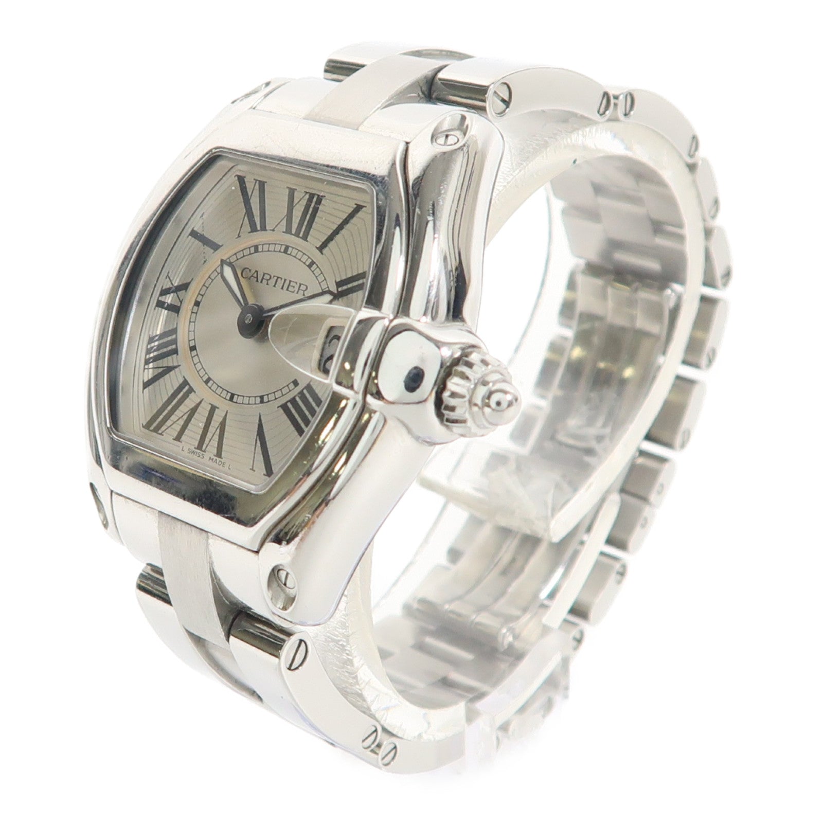 CARTIER Roadster不鏽鋼手錶石英機芯銀色