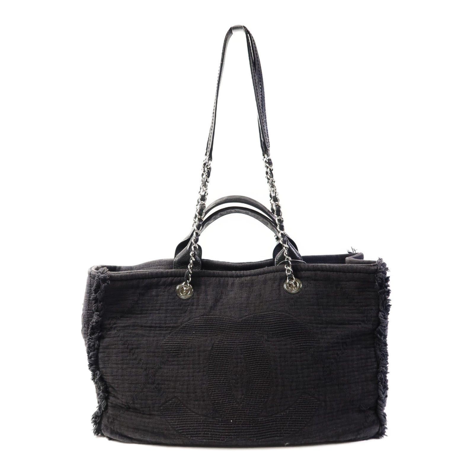 CHANEL 布料2 Way Shoulder Bag銀扣手挽肩背兩用袋