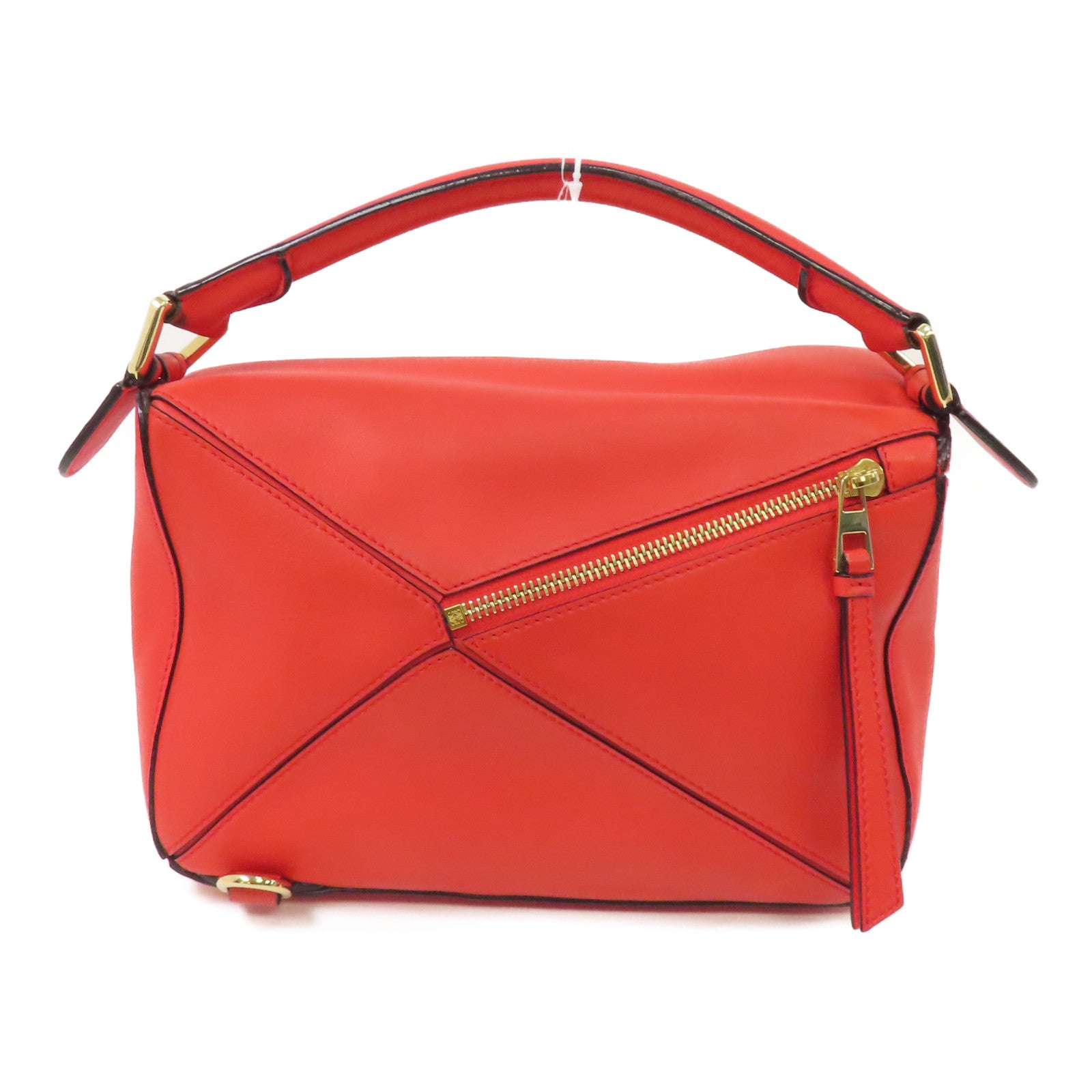 LOEWE 牛皮皮革Puzzle Small金扣手挽肩背兩用袋紅色
