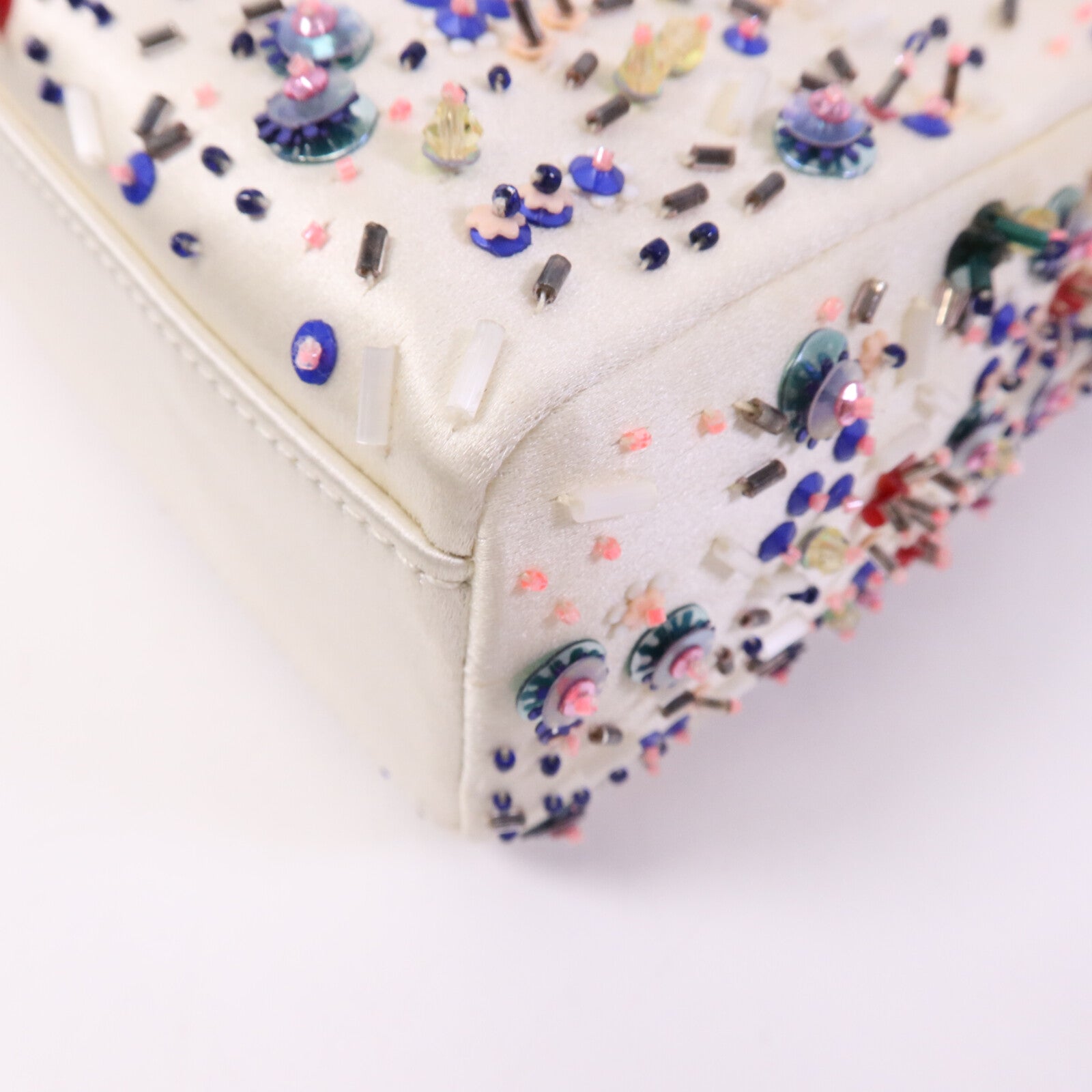 Dior 絨布/膠珠Mini Lady Dior銀扣手挽袋