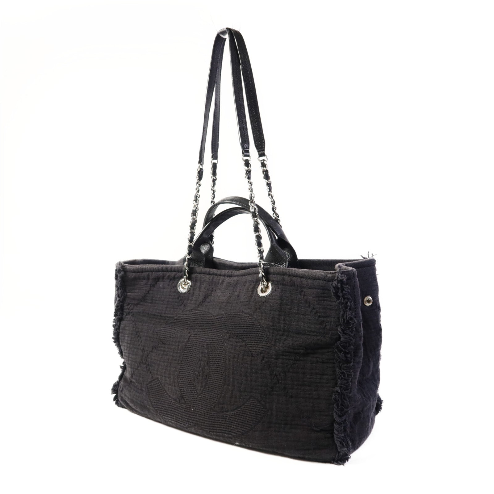 CHANEL 布料2 Way Shoulder Bag銀扣手挽肩背兩用袋