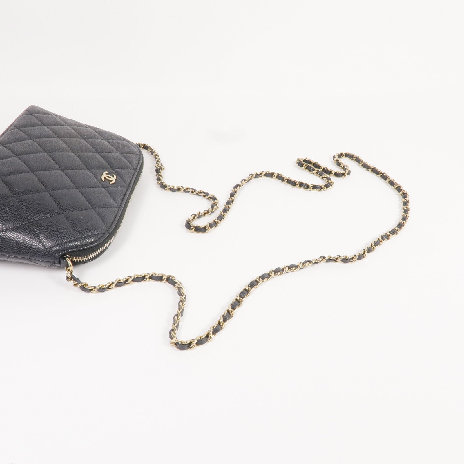CHANEL 牛皮皮革Chain Shoulder Bag金扣鏈帶肩背袋