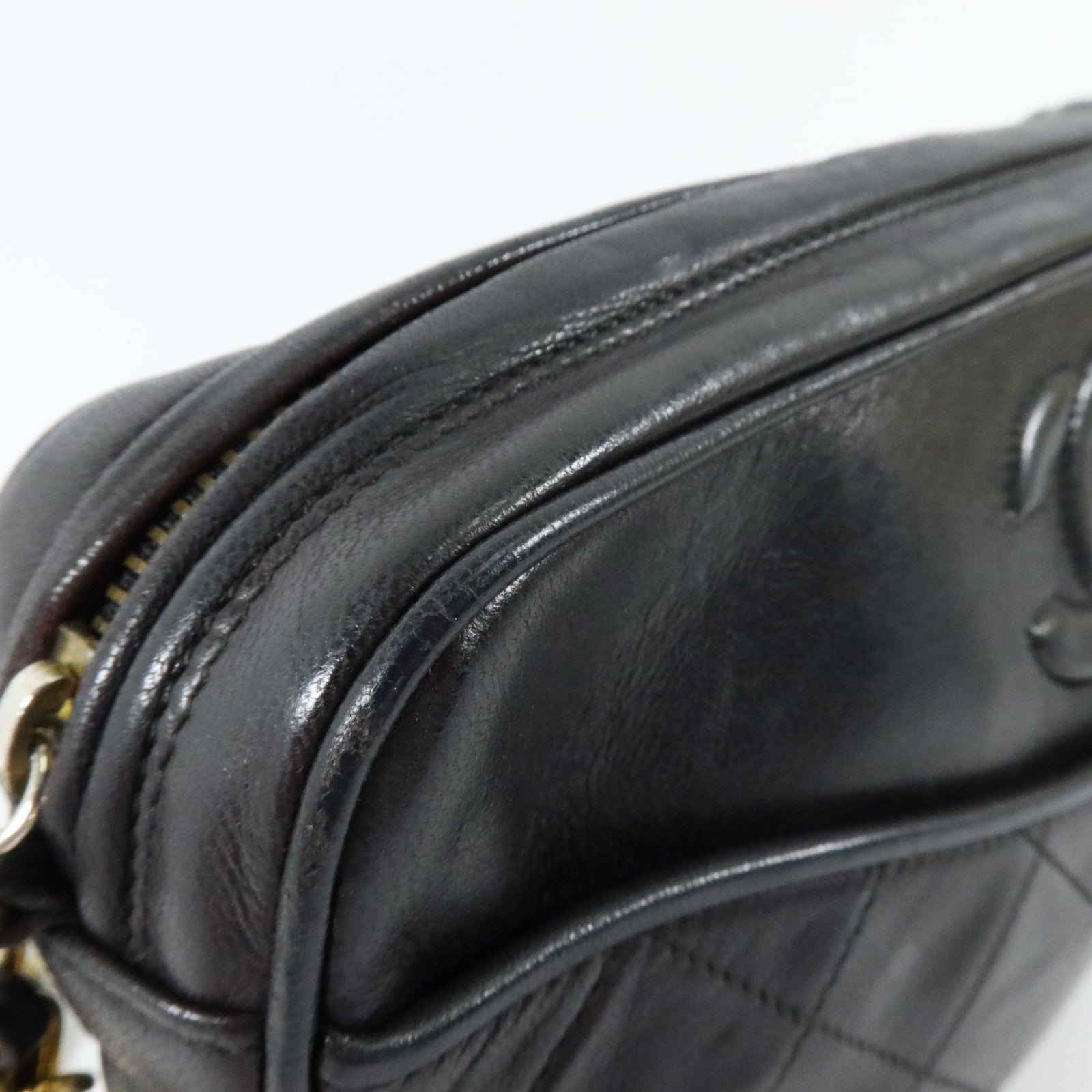 CHANEL 羊皮皮革Vintage金扣鏈帶肩背袋
