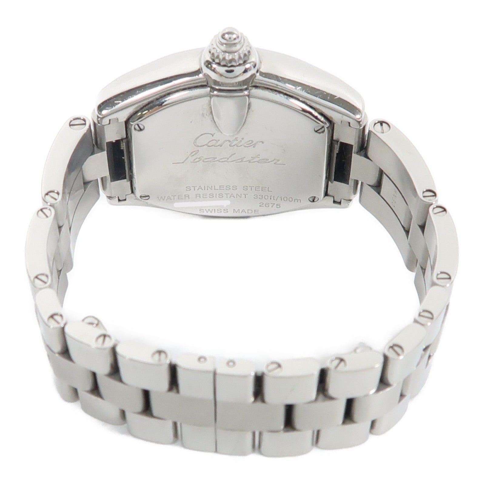 CARTIER Roadster不鏽鋼手錶石英機芯銀色
