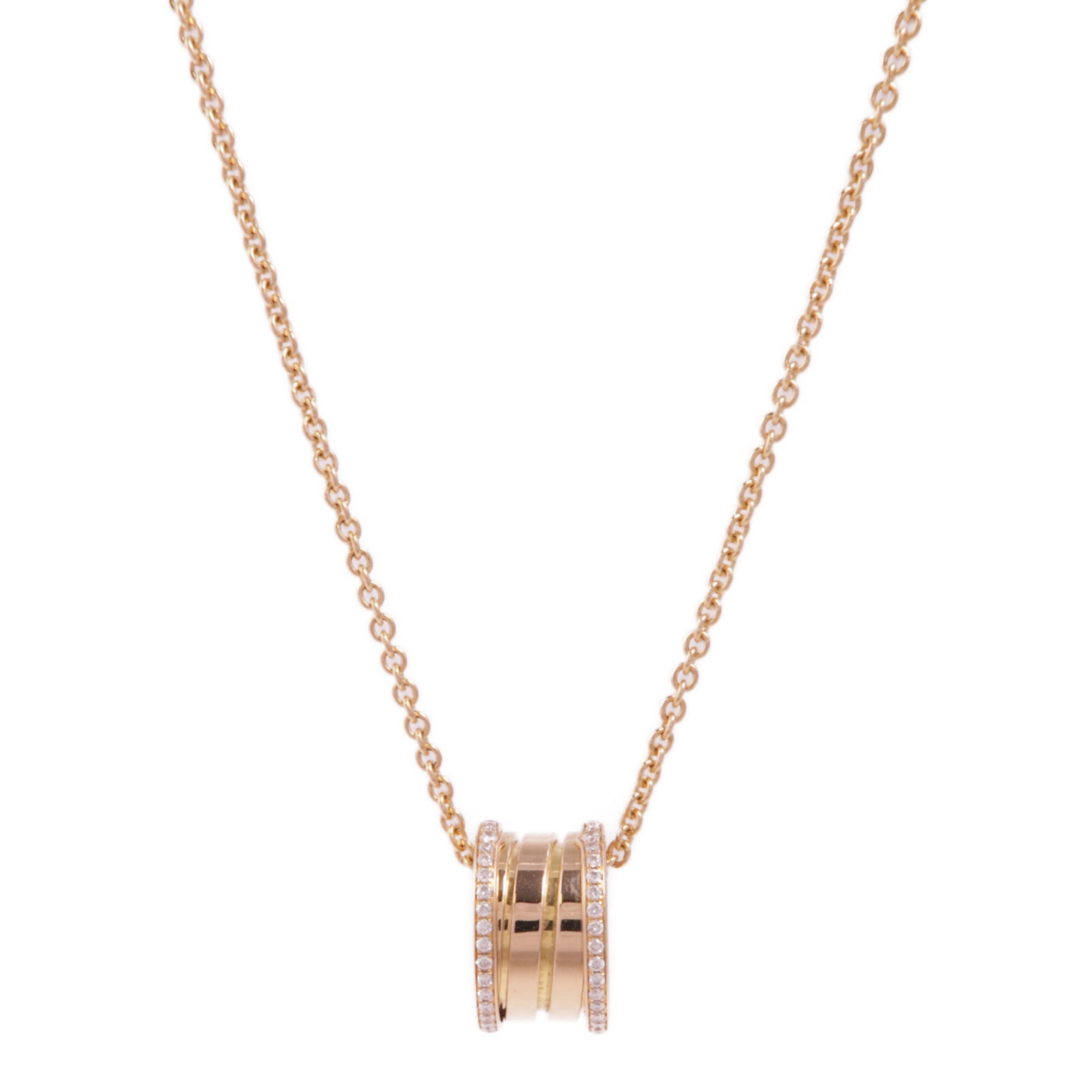 BVLGARI 18K玫瑰金B-Zero 1 Necklace鑽石項鍊