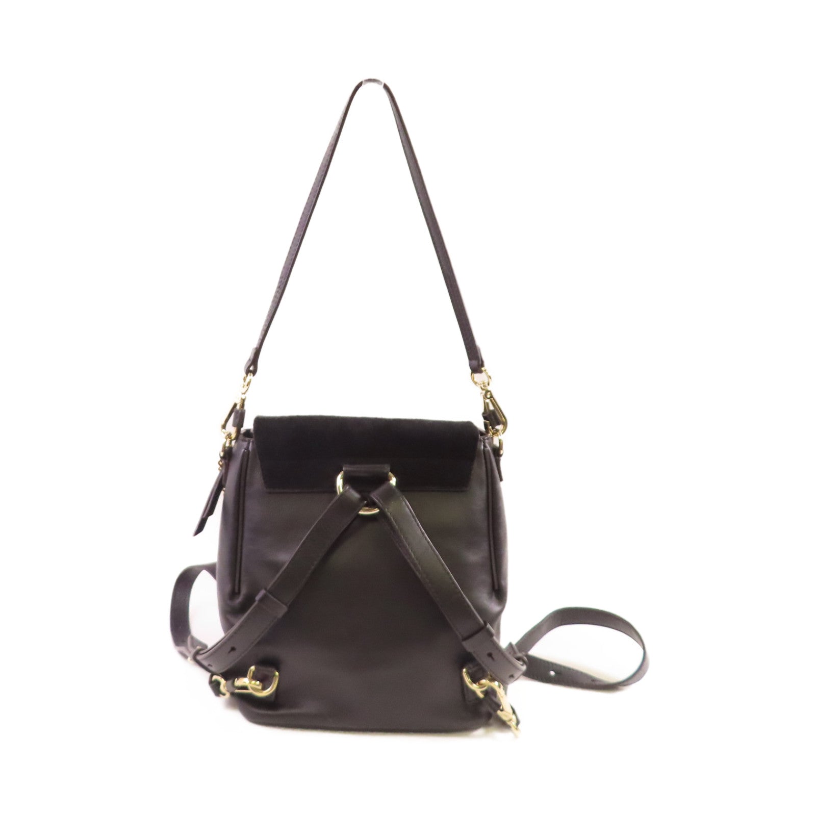Chloe 牛皮皮革Faye 2Way Backpack金扣肩背背包兩用袋黑色