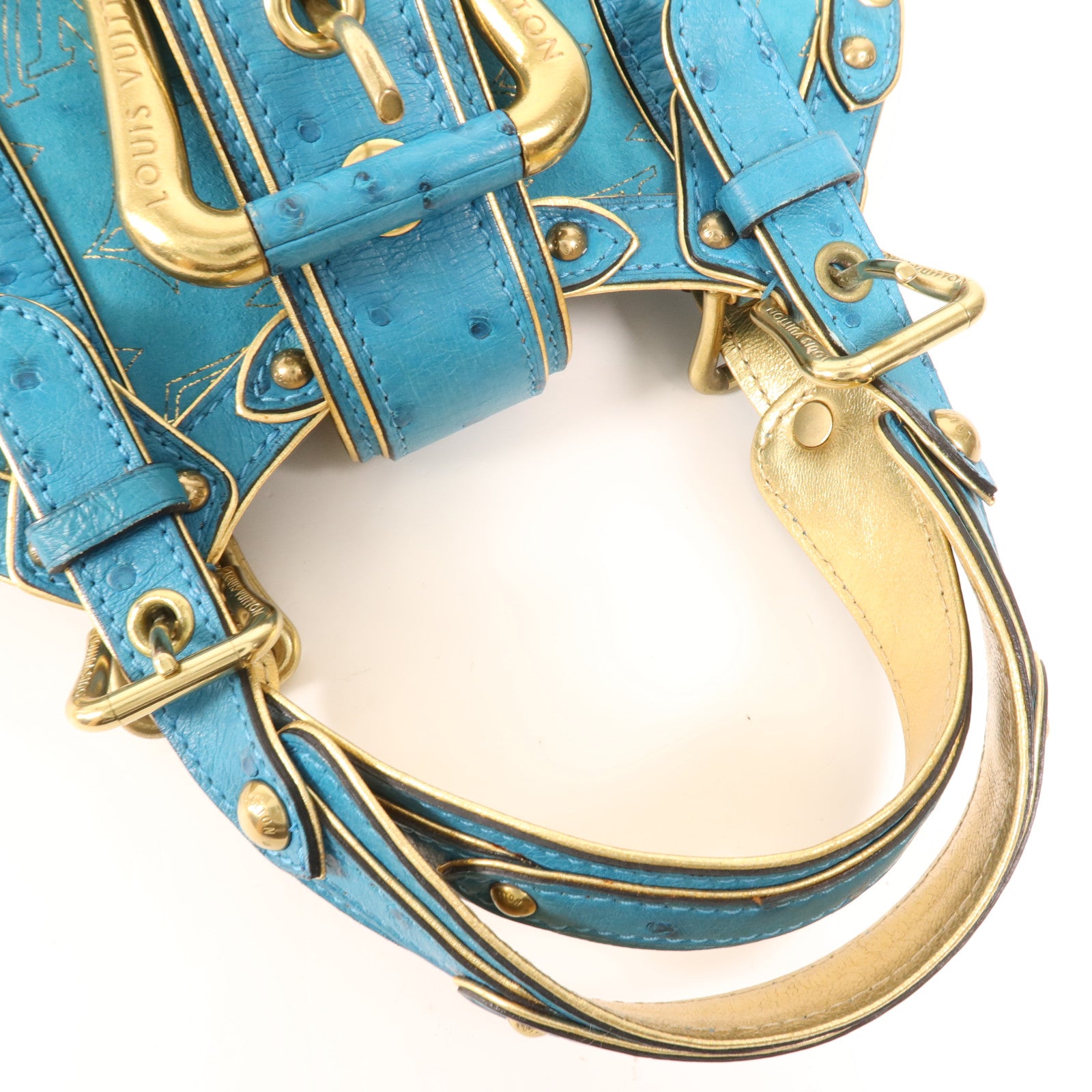 LOUIS VUITTON 鴕鳥皮革Theda GM金扣肩背袋