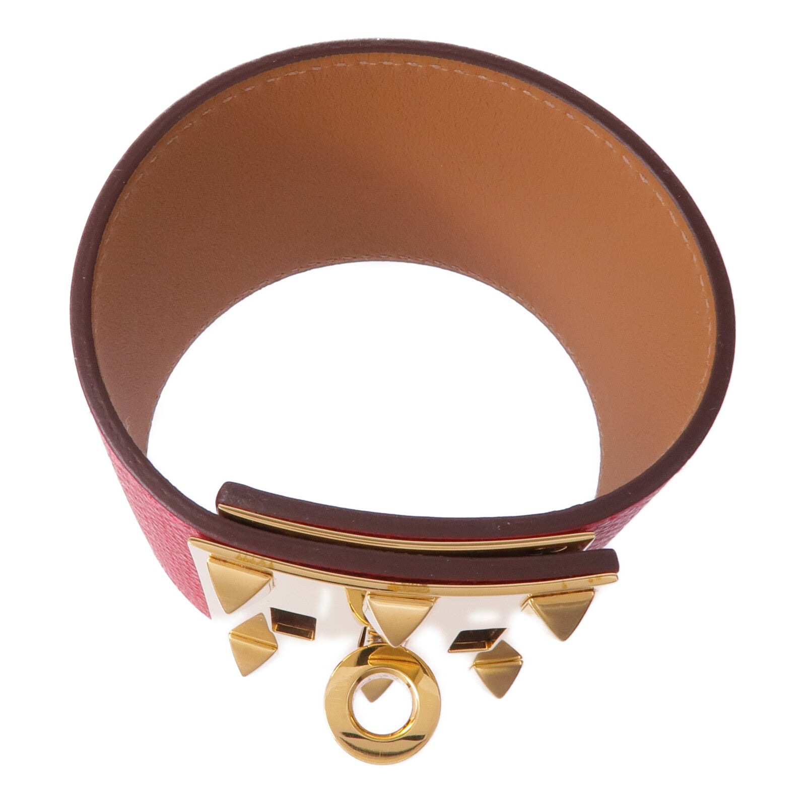 HERMES Epsom皮革Kelly Dog Extreme金扣手帶Rouge Casaque