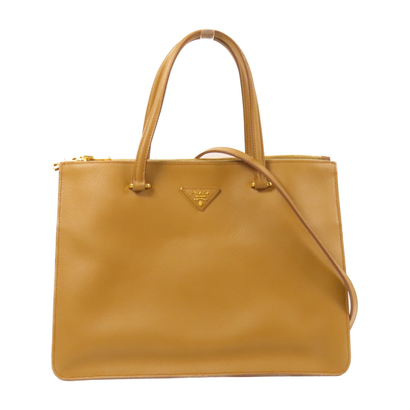 PRADA Saffiano皮革2Way Shoulder金扣手挽肩背兩用袋