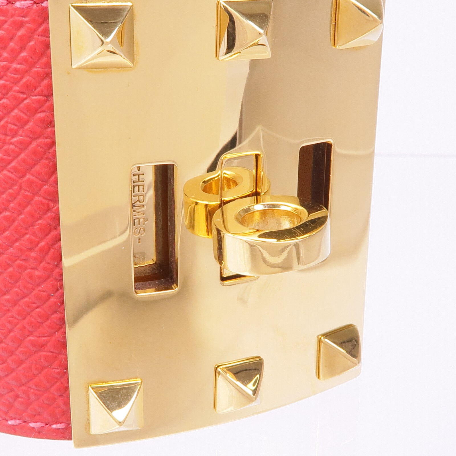 HERMES Epsom皮革Kelly Dog Extreme金扣手帶Rouge Casaque