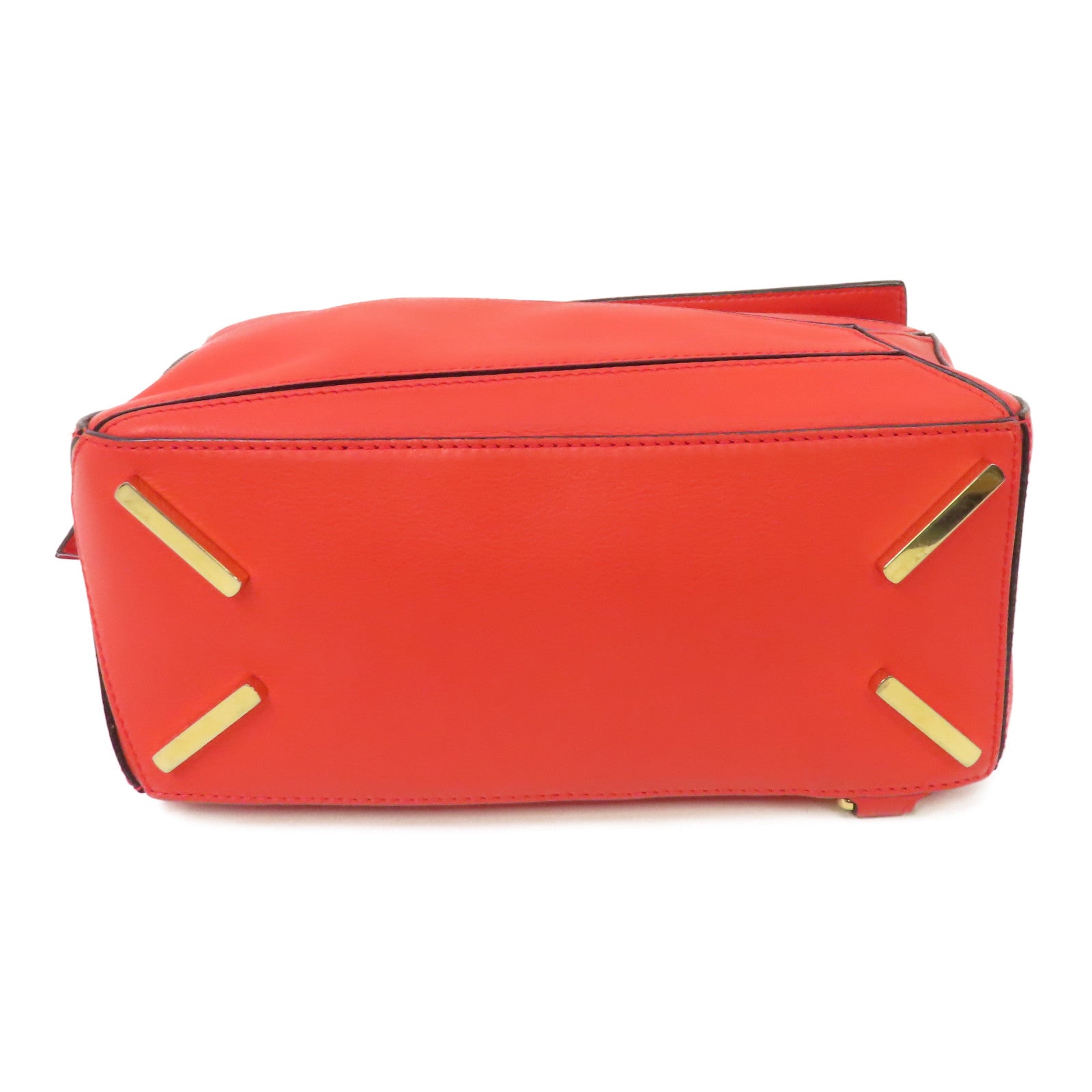 LOEWE 牛皮皮革Puzzle Small金扣手挽肩背兩用袋紅色