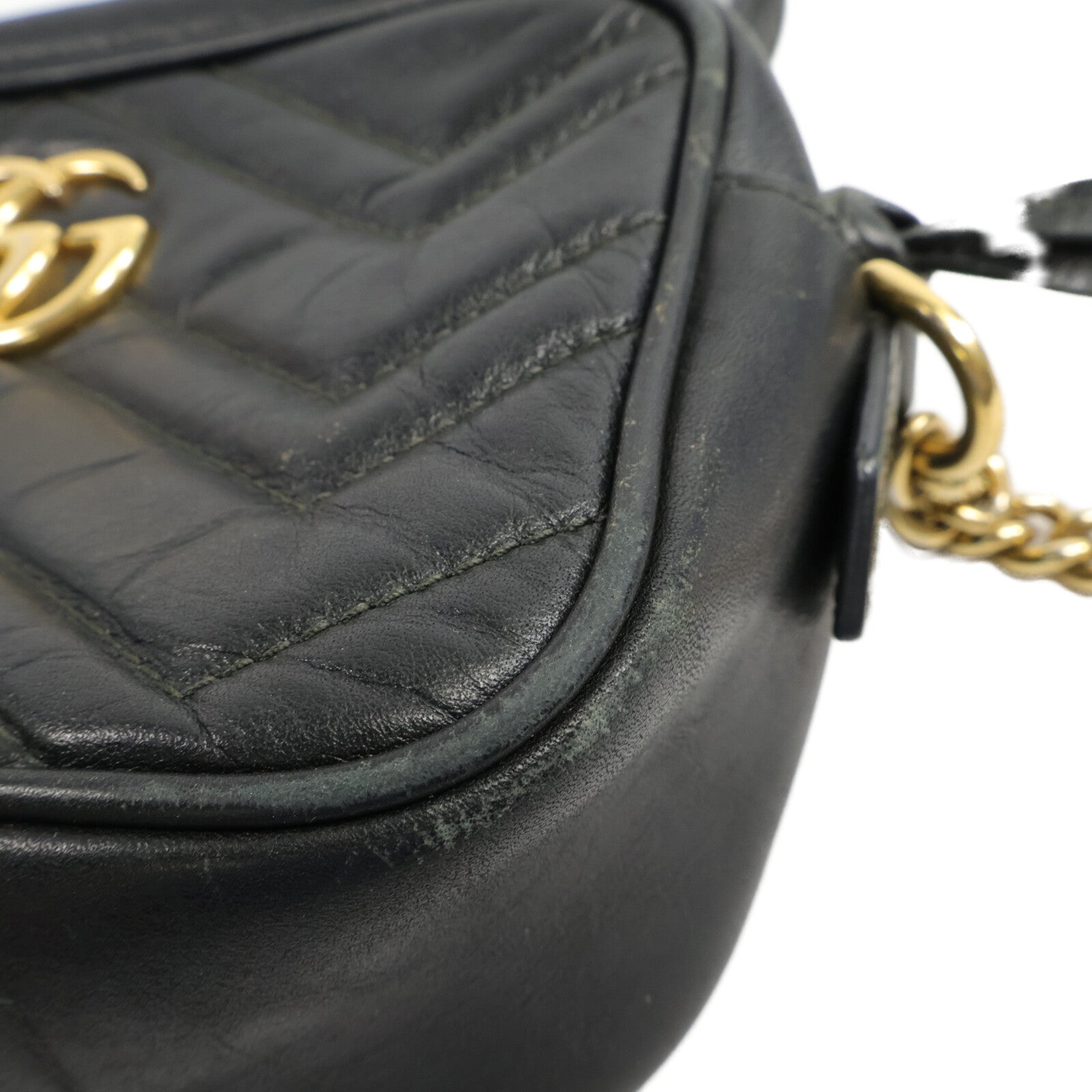 GUCCI 牛皮皮革GG Marmont Mini鏈帶肩背袋