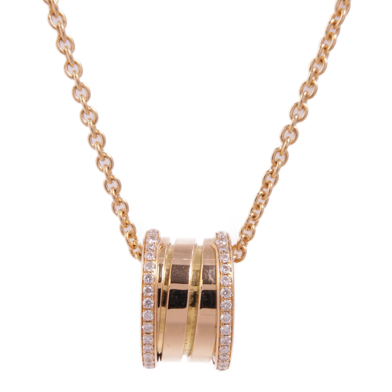 BVLGARI 18K玫瑰金B-Zero 1 Necklace鑽石項鍊