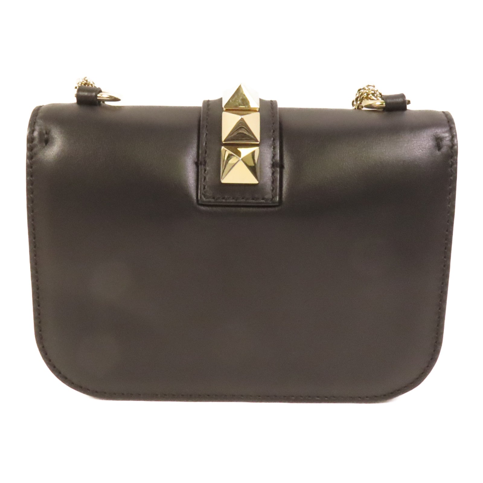Valentino 牛皮皮革Mini Rockstud Glam Lock金扣肩背袋